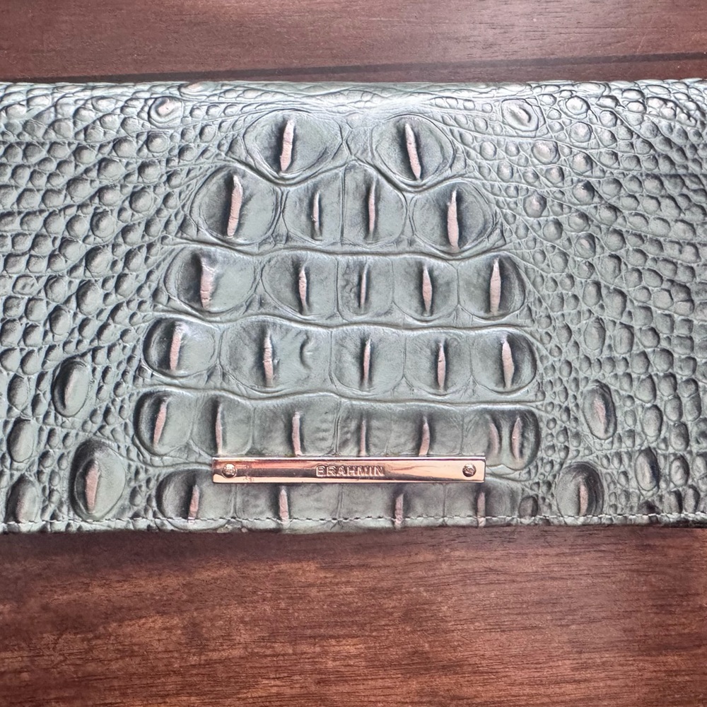 Brahmin Sage Crocodile Embossed Wallet